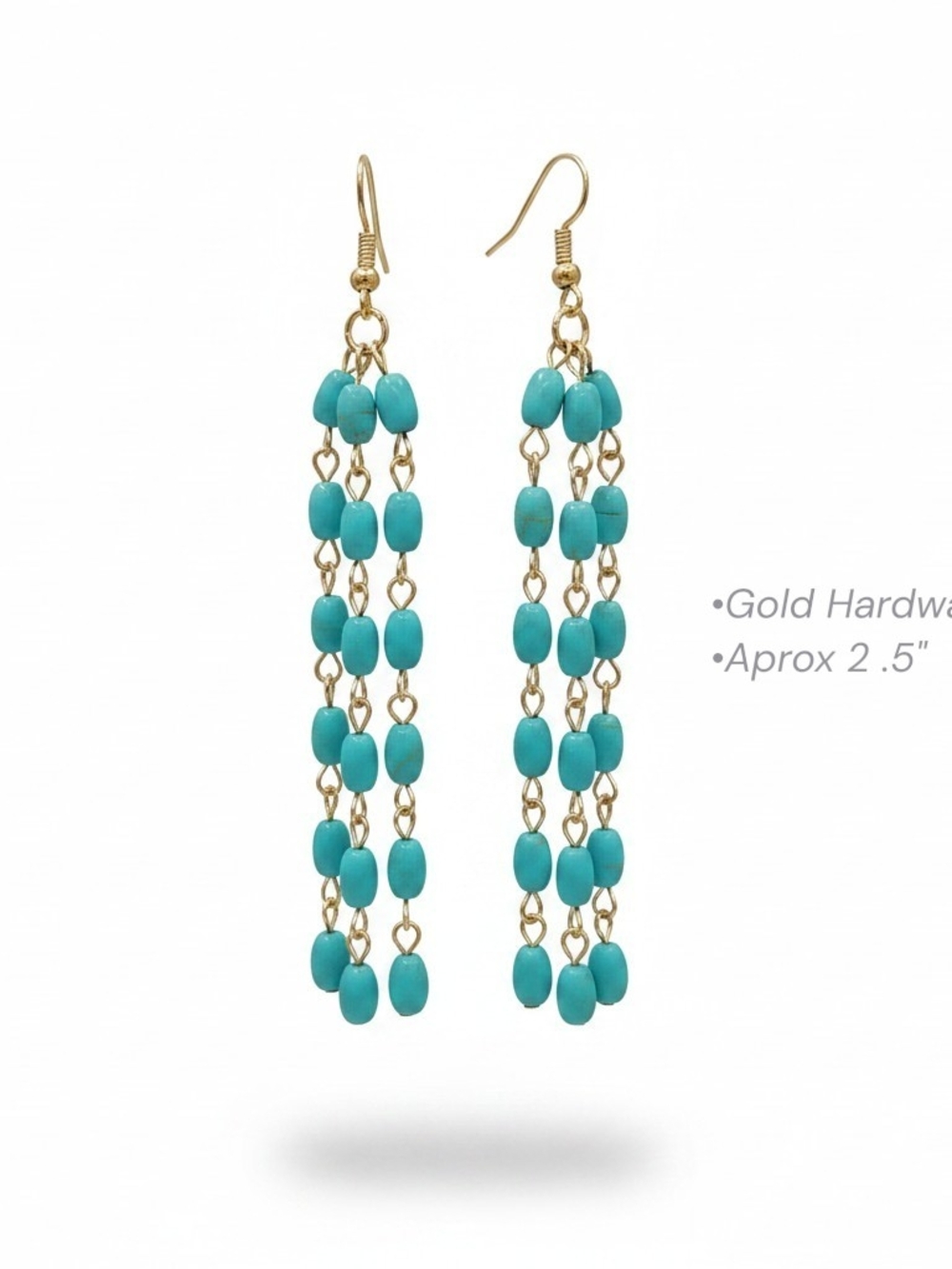 Plunder Turquoise Beaded Cascade Earrings - Picture 3 of 4